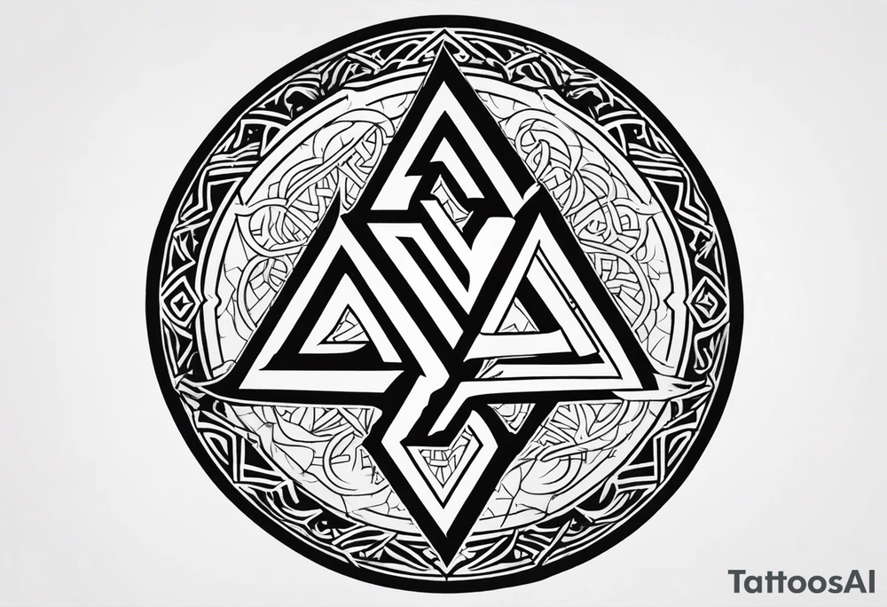 Valhalla sword shield axe Valknut tattoo idea