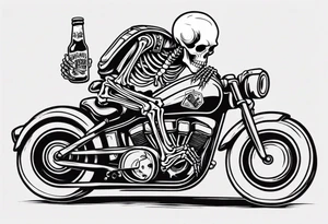 A skeleton on a motorcycle drinking a beer tattoo idea