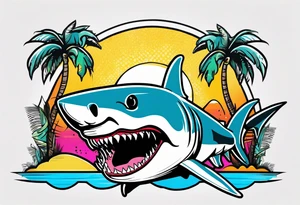 Great white shark, palm trees, money tattoo idea