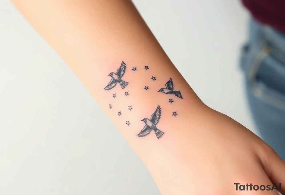 birds flying too the stars tattoo idea