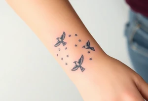 birds flying too the stars tattoo idea