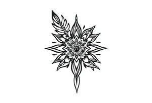 spiritual bold line feather indian mandala shaman tattoo idea
