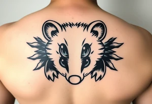 Cute cartoon opossum with anime style eyes tattoo idea