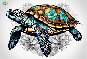 Sea turtle with 4 elephants on its shell holding the world tattoo idea