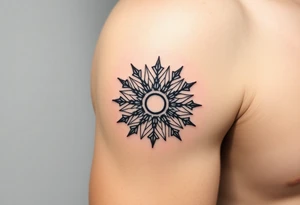 A sun in the form of a snow flake tattoo idea