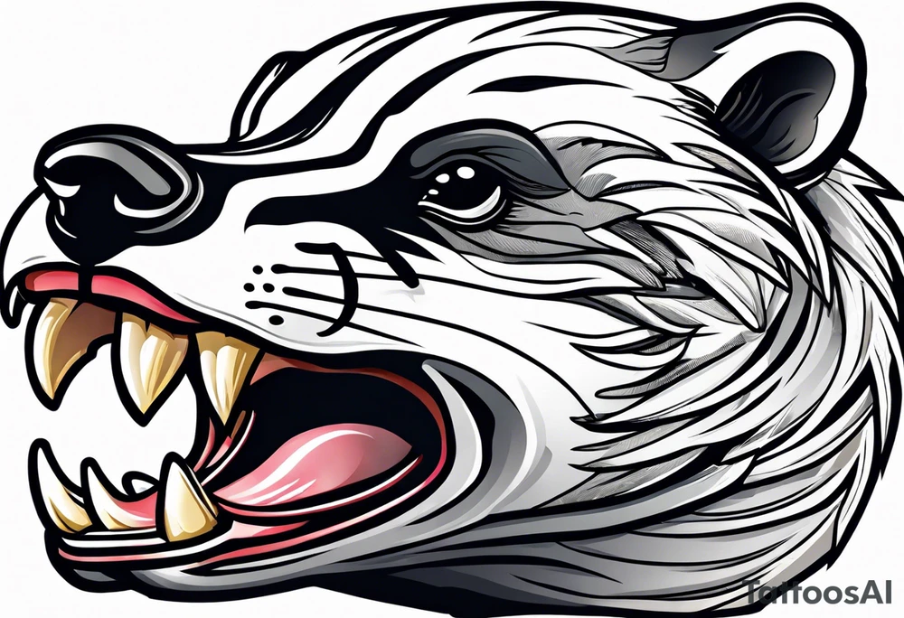 badger mouth open tattoo idea