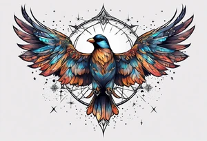 Constellation, bird wing , animal  snow , cross tattoo idea