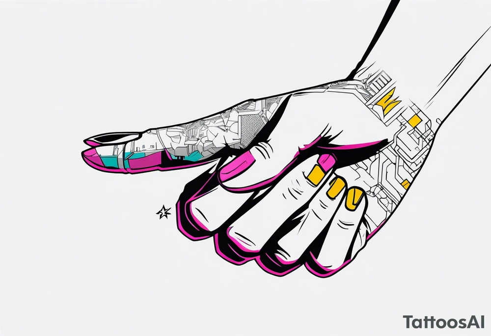 cyberpunk 2077, hand tattoo, subtle, tattoo idea