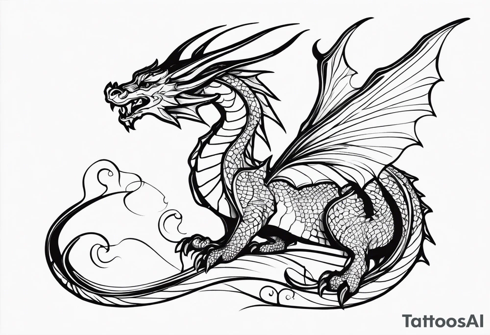 dragon with a butterfly design tattoo idea