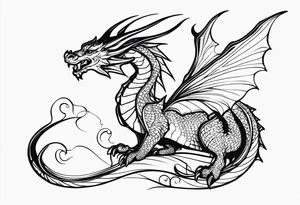 dragon with a butterfly design tattoo idea