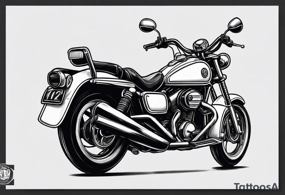 panda riding a motorcycle tattoo idea
