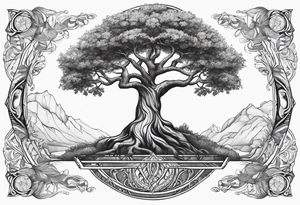 Feminine Yggdrasil tree tattoo idea