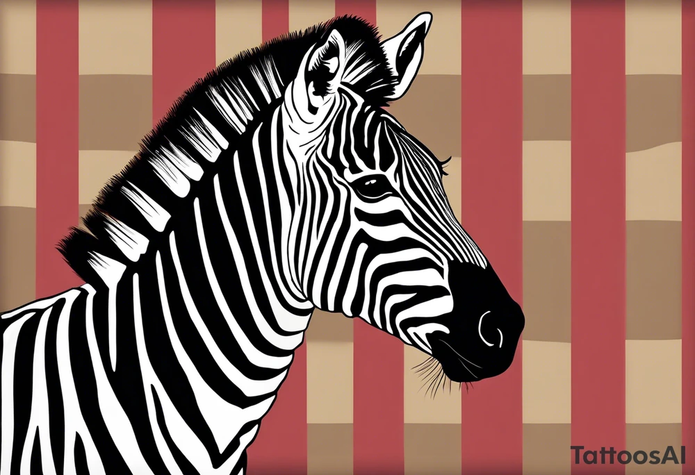 Portrait of a zebra wearing regal clothing, vintage looking, but its main is coloured brightly the same as autism awareness. I want the zebra too almost look like a human wearing clothing tattoo idea
