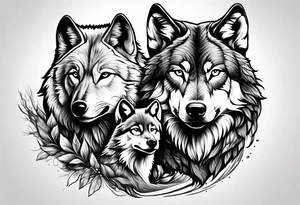 Wolf protecting cubs tattoo idea