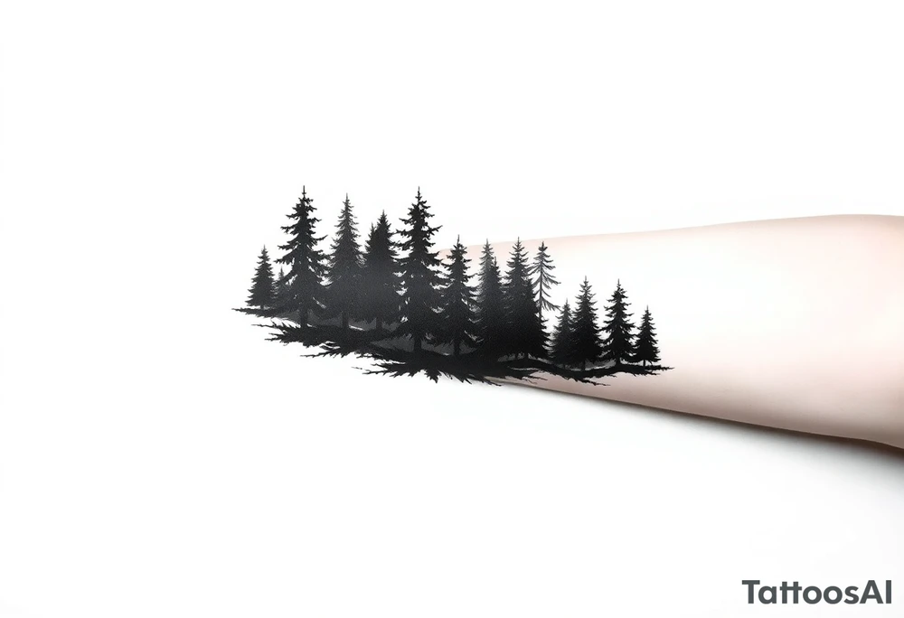 Coniferous forest silhouette around the forearm a tattoo tattoo idea Coniferous forest silhouette around the forearm a tattoo tattoo idea
