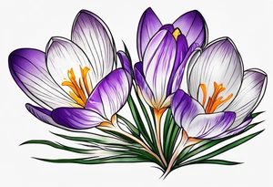 crocus flower design tattoo idea