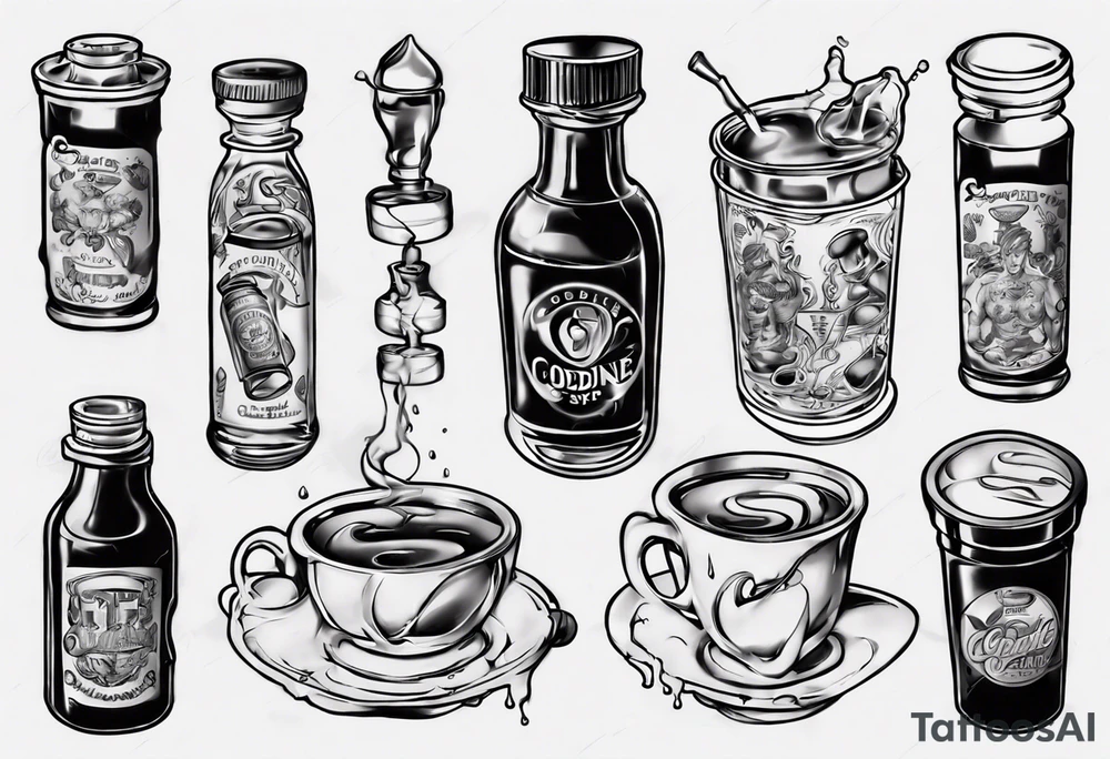 Codeine Syrup with a dubble cup tattoo idea
