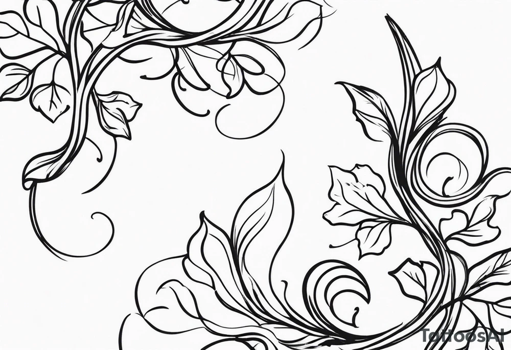 Majestic vines with leaves tattoo idea