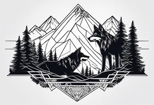 Mountains, wolf in it tattoo idea
