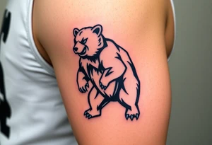University of Northern Colorado bear mascot  standing on 2 feet with university of Northern Colorado color tattoo idea