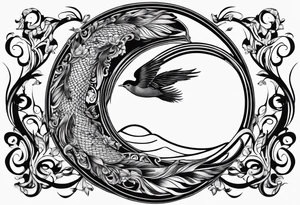 Infinity Symbol with birds and fish tattoo idea