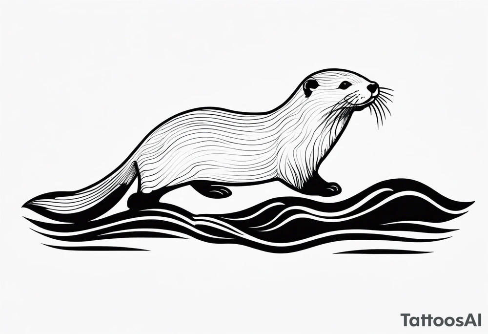 otter swimming tattoo idea