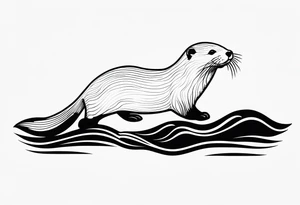 otter swimming tattoo idea