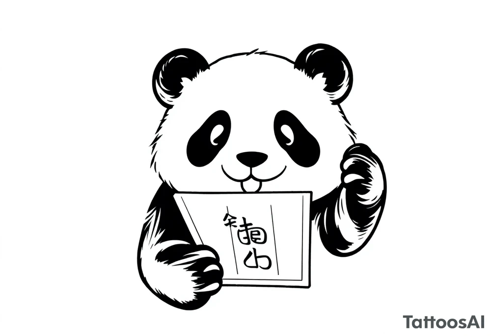 panda counting money tattoo idea