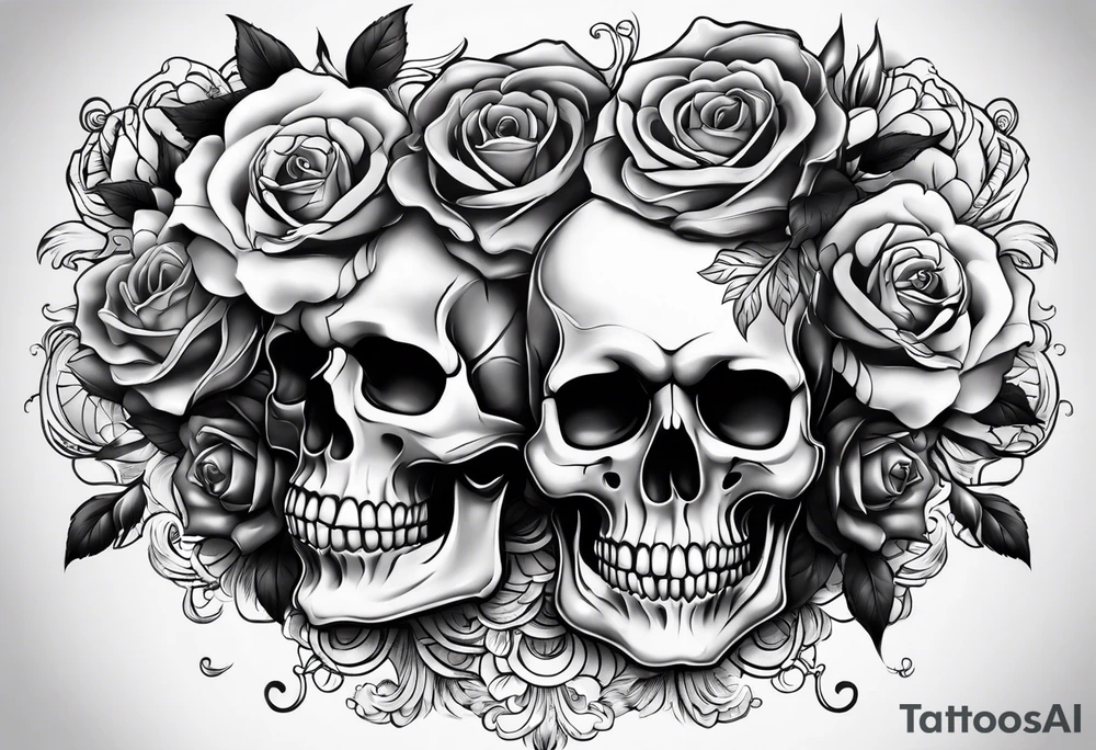 skull and roses tattoo idea
