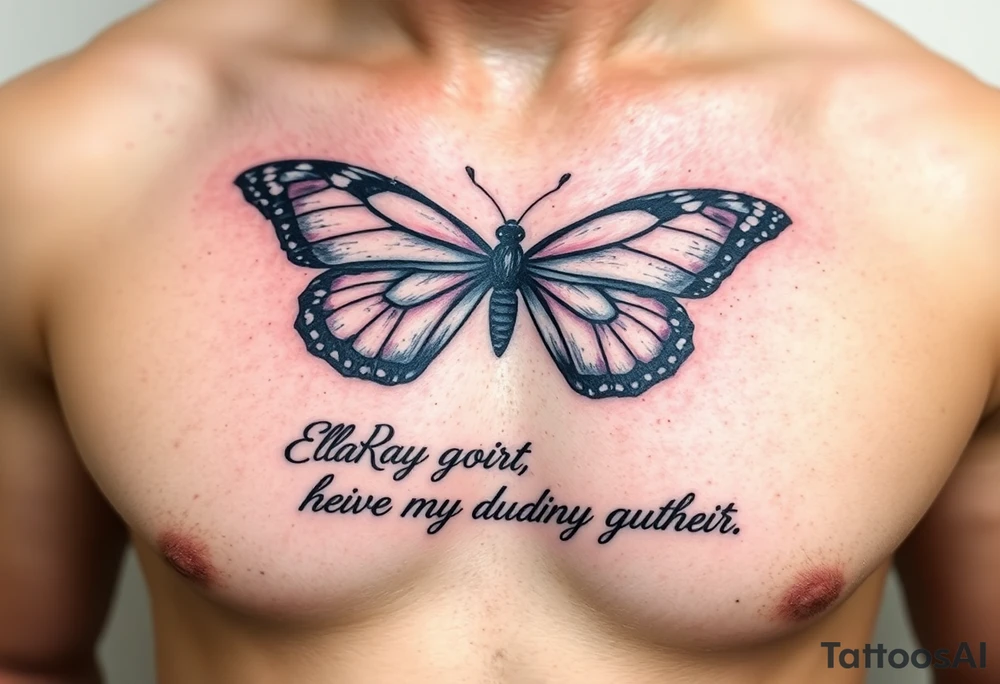 EllaRay with a butterfly and a quote about being my god daughter tattoo idea