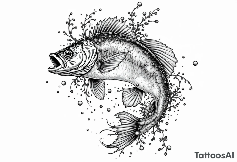 bass an fish in water sleeveless tattoo idea