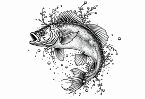 bass an fish in water sleeveless tattoo idea