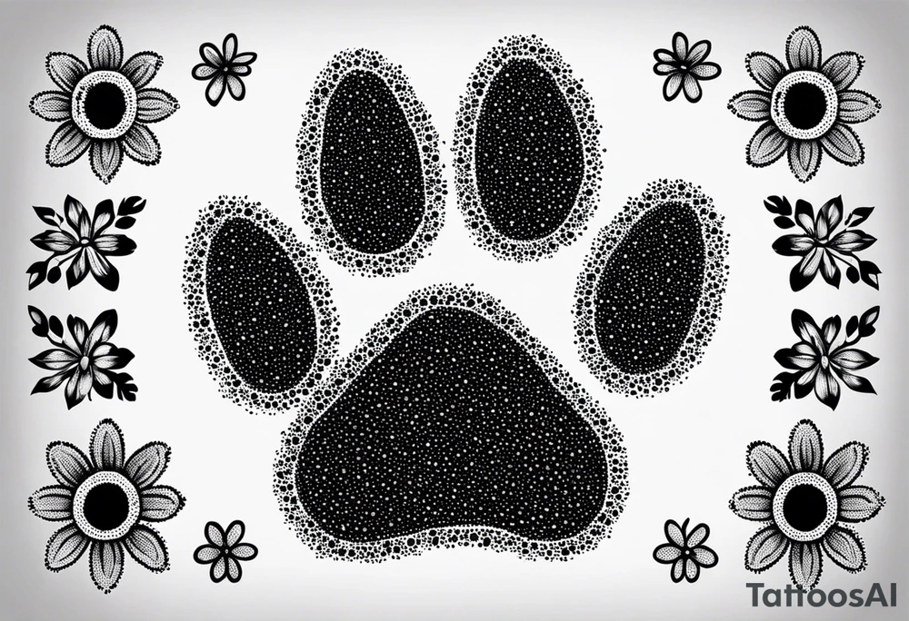 Paw print made of flowers tattoo idea
