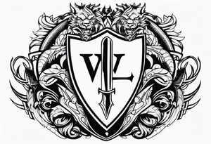 Valhalla sword shield dragon axe lion tattoo idea