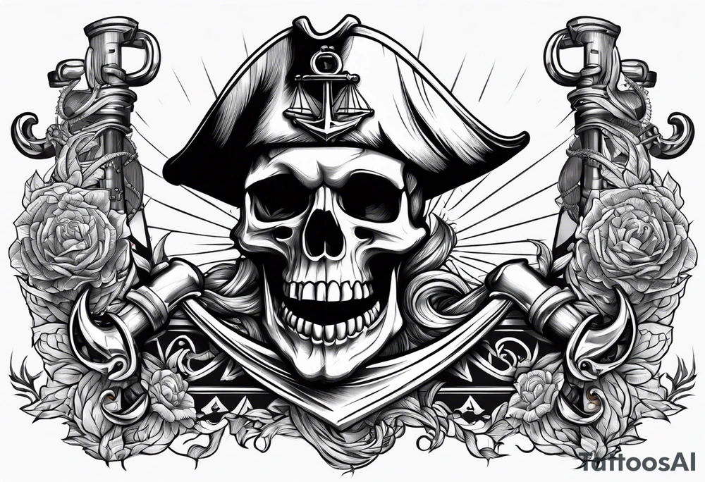 pirate skull anchor tattoo idea