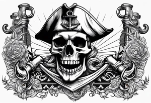 pirate skull anchor tattoo idea