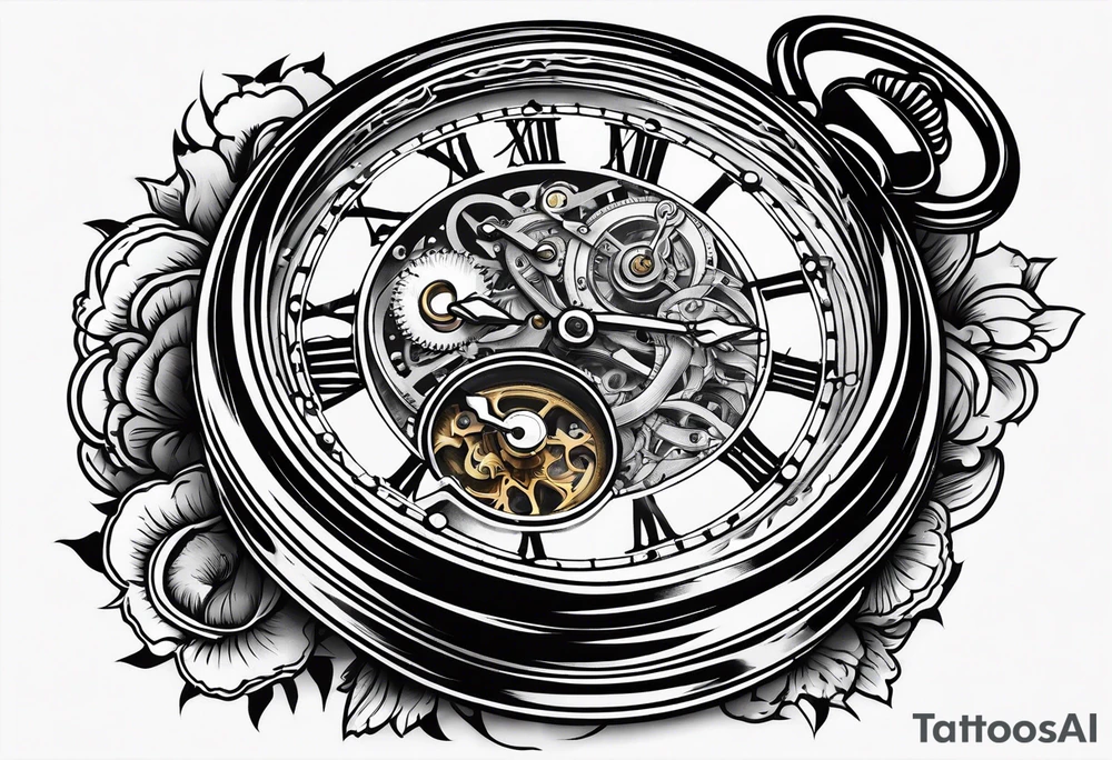 Old school pocket watch exploded showing inner mechanism tattoo idea Old school pocket watch exploded showing inner mechanism tattoo idea