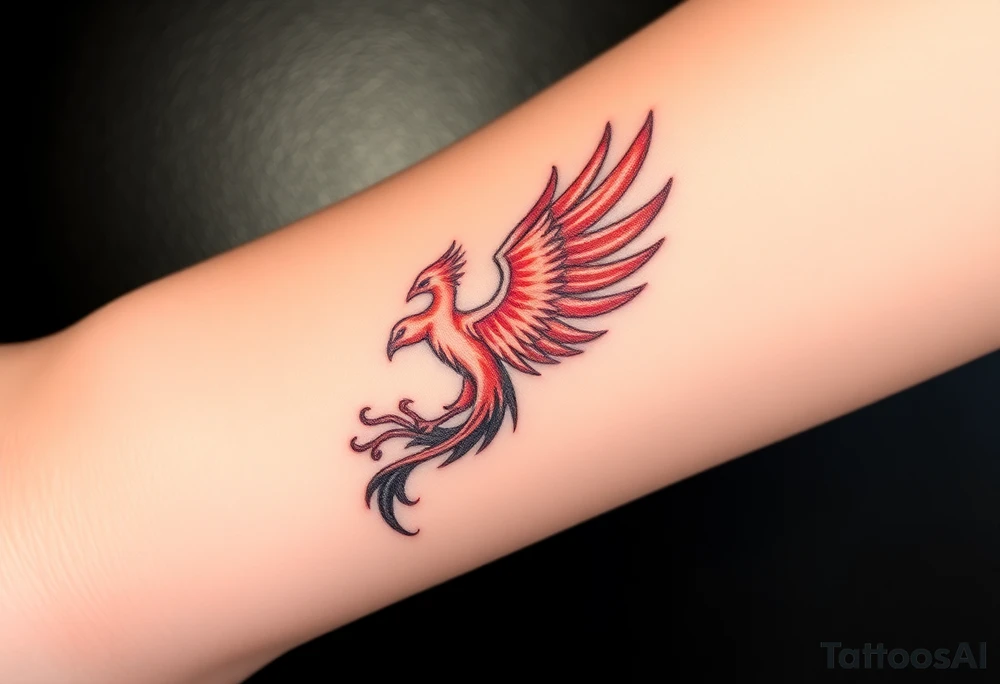 A flame morphing into a phoenix, symbolizing rebirth, courage, and the Dauntless way of life tattoo idea