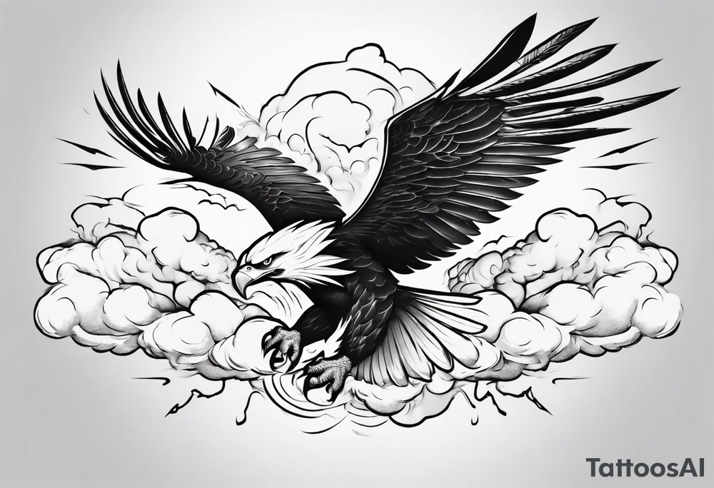 eagle fly through big clouds and thunder tattoo idea
