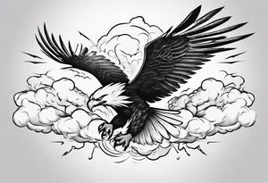 eagle fly through big clouds and thunder tattoo idea