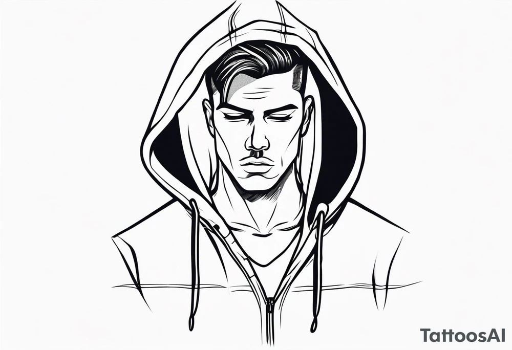 Guy wearing a hoodie facing forward tattoo idea