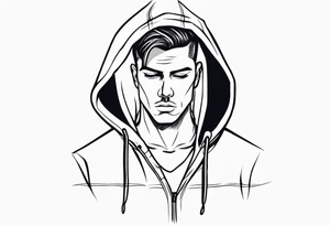 Guy wearing a hoodie facing forward tattoo idea