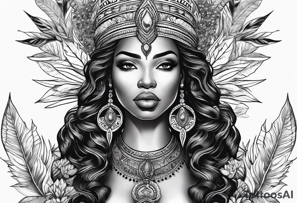 Black Goddess of sativa tattoo idea