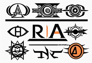 A naruto headband with the letters AR in the middle tattoo idea