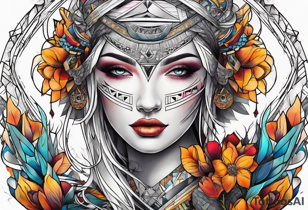 Geometrical painting tattoo idea