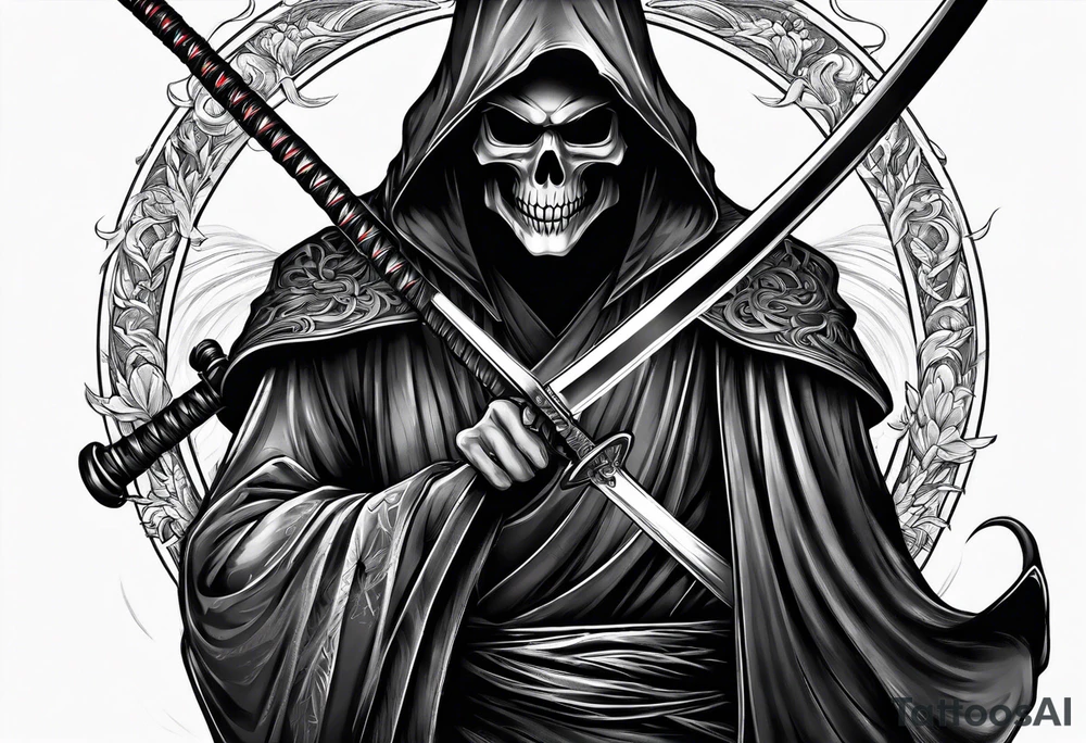 Katana and grim reaper tattoo idea