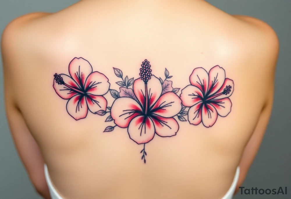 3 hibiscus flowers with flower decor tattoo idea
