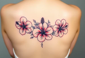 3 hibiscus flowers with flower decor tattoo idea