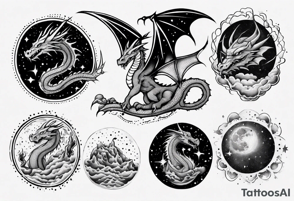 Dragon out in space tattoo idea