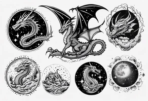 Dragon out in space tattoo idea